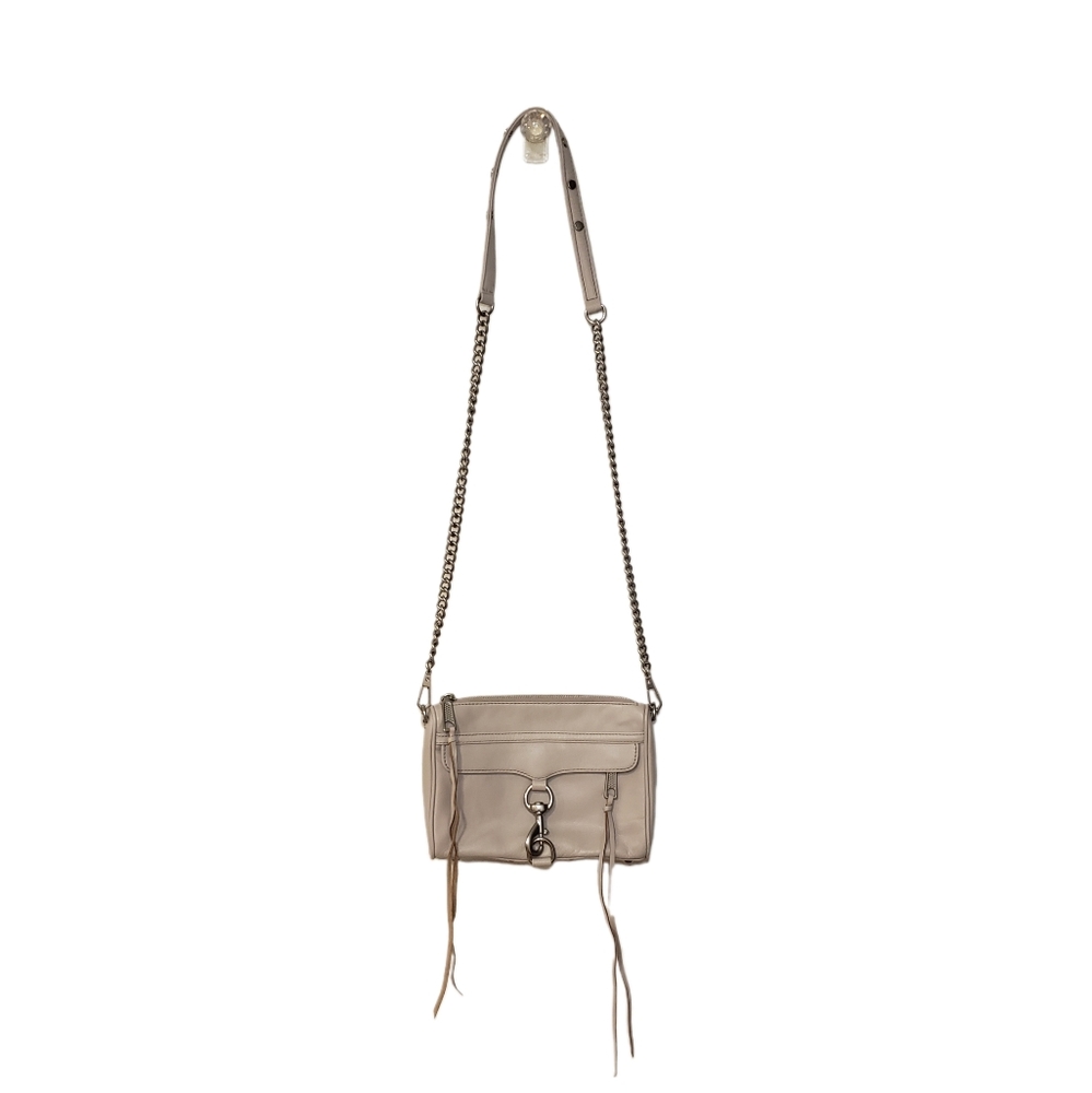 Rebecca Minkoff Grey Leather Mini M.A.C. Crossbody Chain Bag Purse